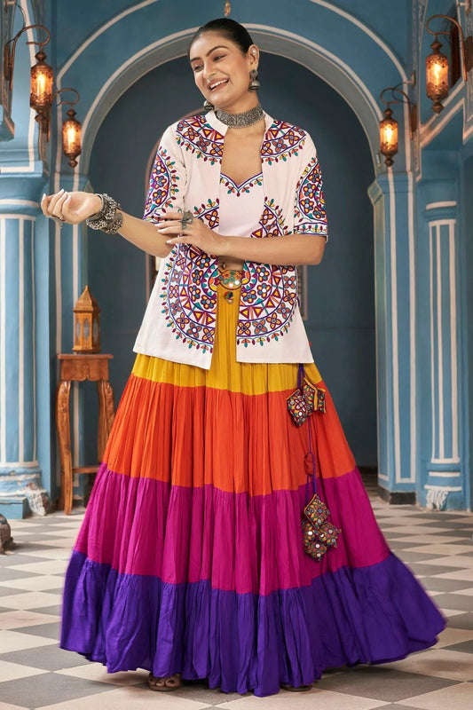 Multicolour Viscose Rayon Navratri Lehenga LC1150248