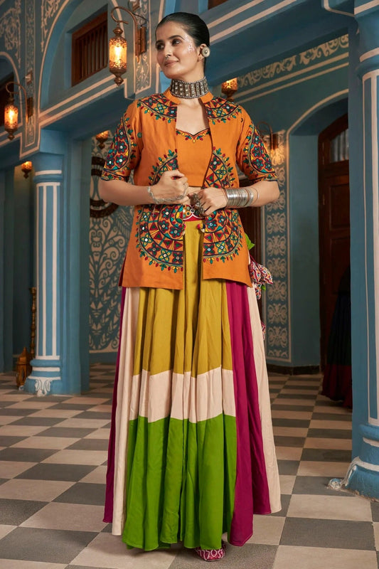 Multicolour Viscose Rayon Navratri Lehenga LC1150251