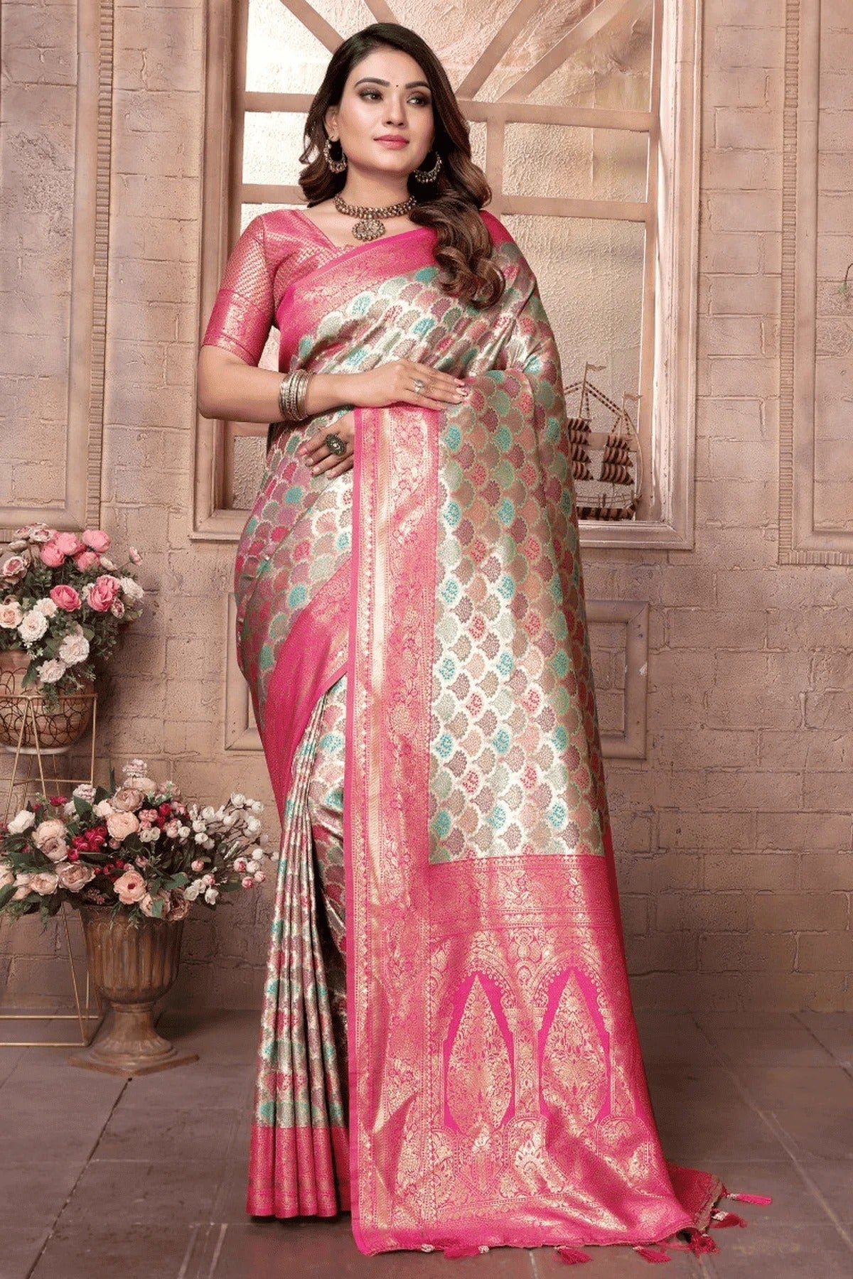 Multicolour Woven Work Banarasi Silk Traditional Saree SD1250237