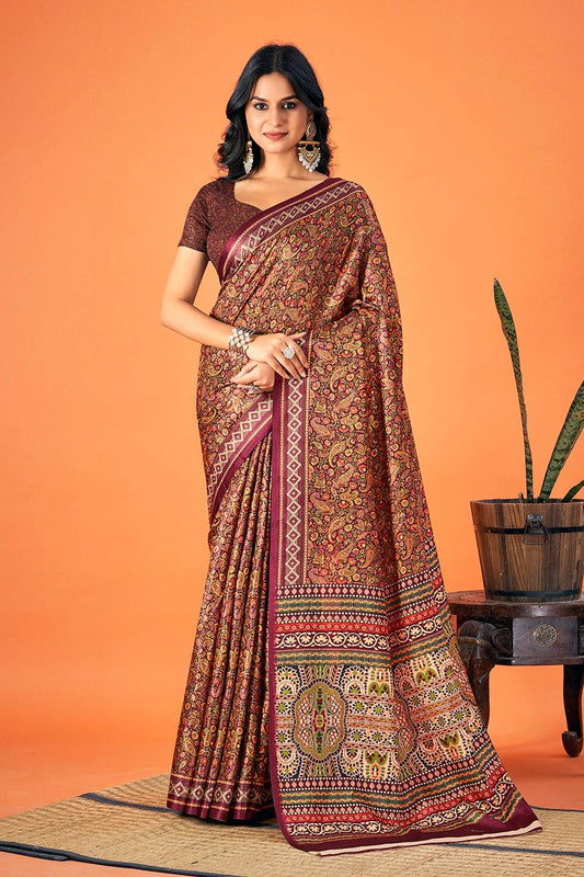 Multicolour Woven Work Pashmina Saree SD1102125