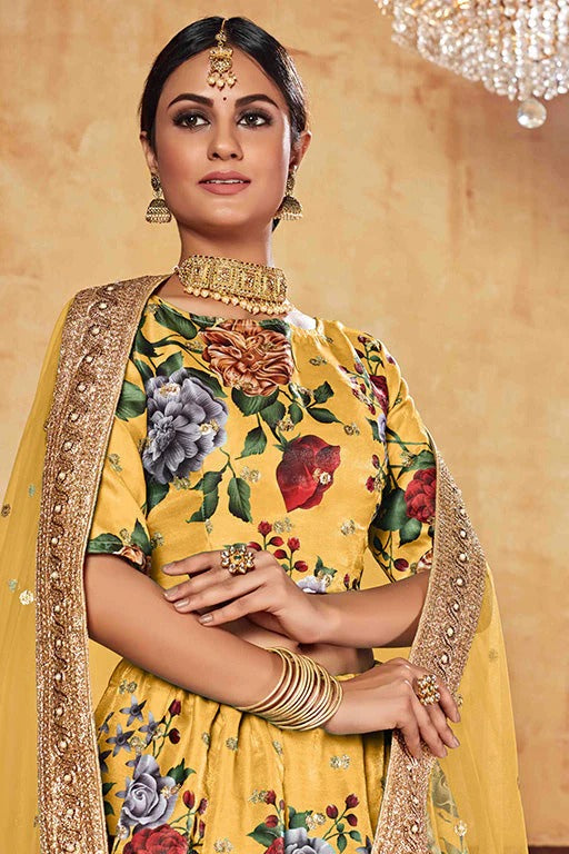 Mustard Colour Art Silk Designer Lehenga Choli LC1240042 A