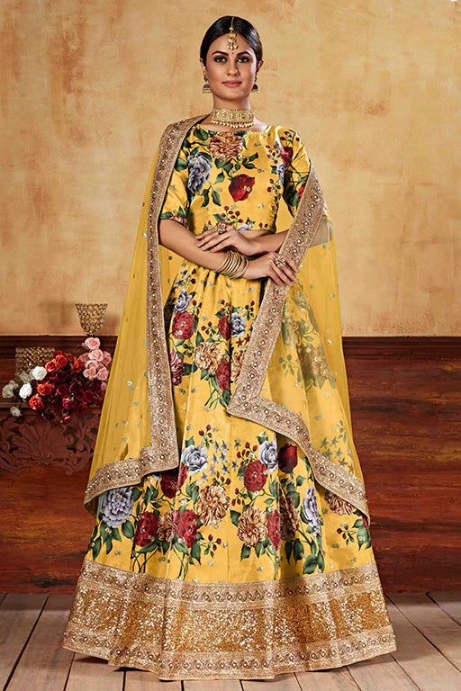 Mustard Colour Art Silk Designer Lehenga Choli LC1240042