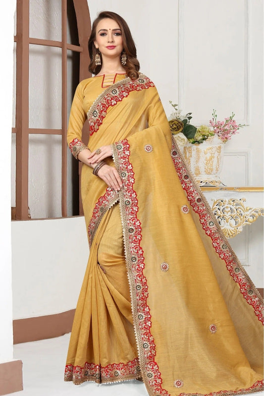 Mustard Colour Art Silk Embroidery Saree SD1120172