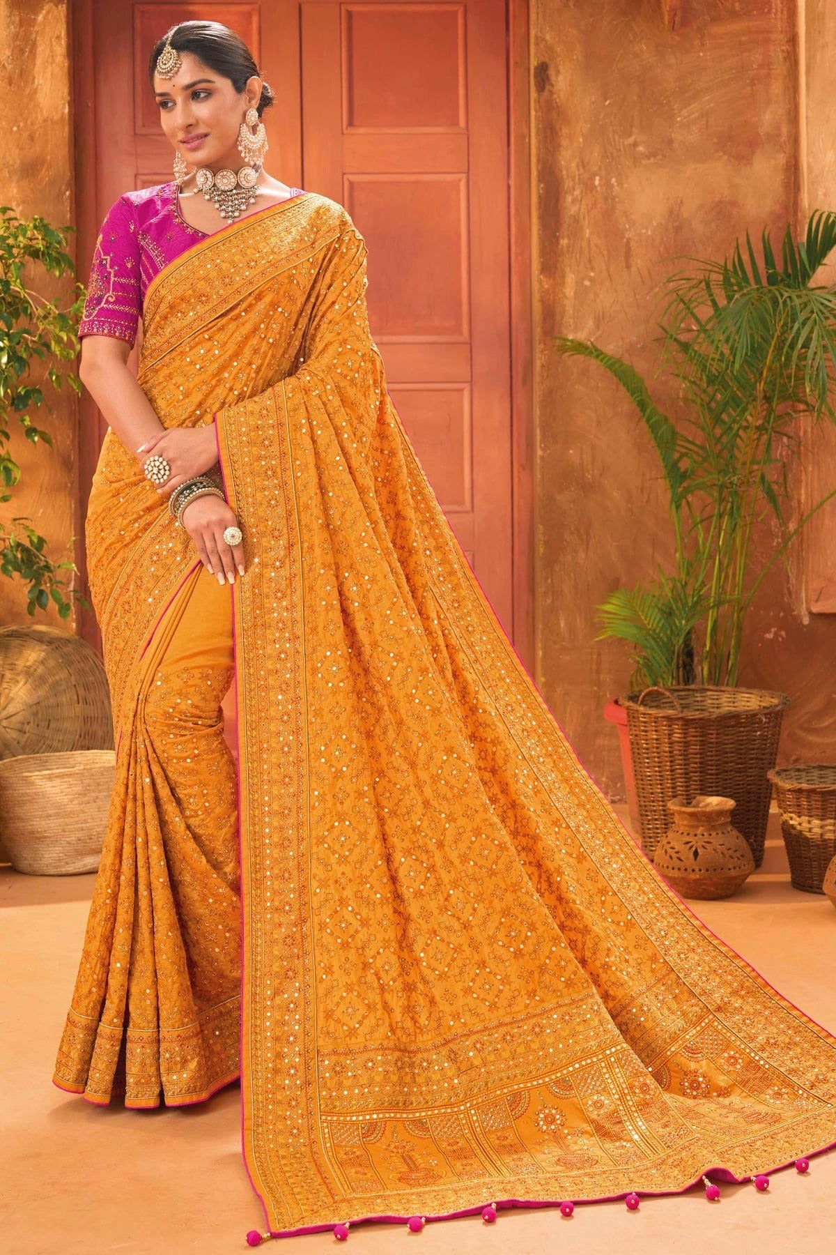 Mustard Colour Banarasi Silk Saree SD1110251