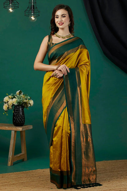 Mustard Colour Banarasi Silk Traditional Saree SD1112125