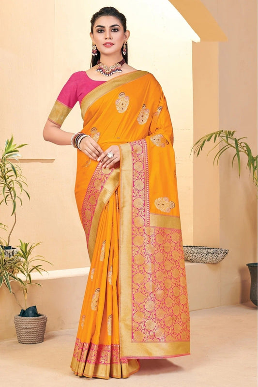 Mustard Colour Banarasi Silk Woven Saree SD1100221