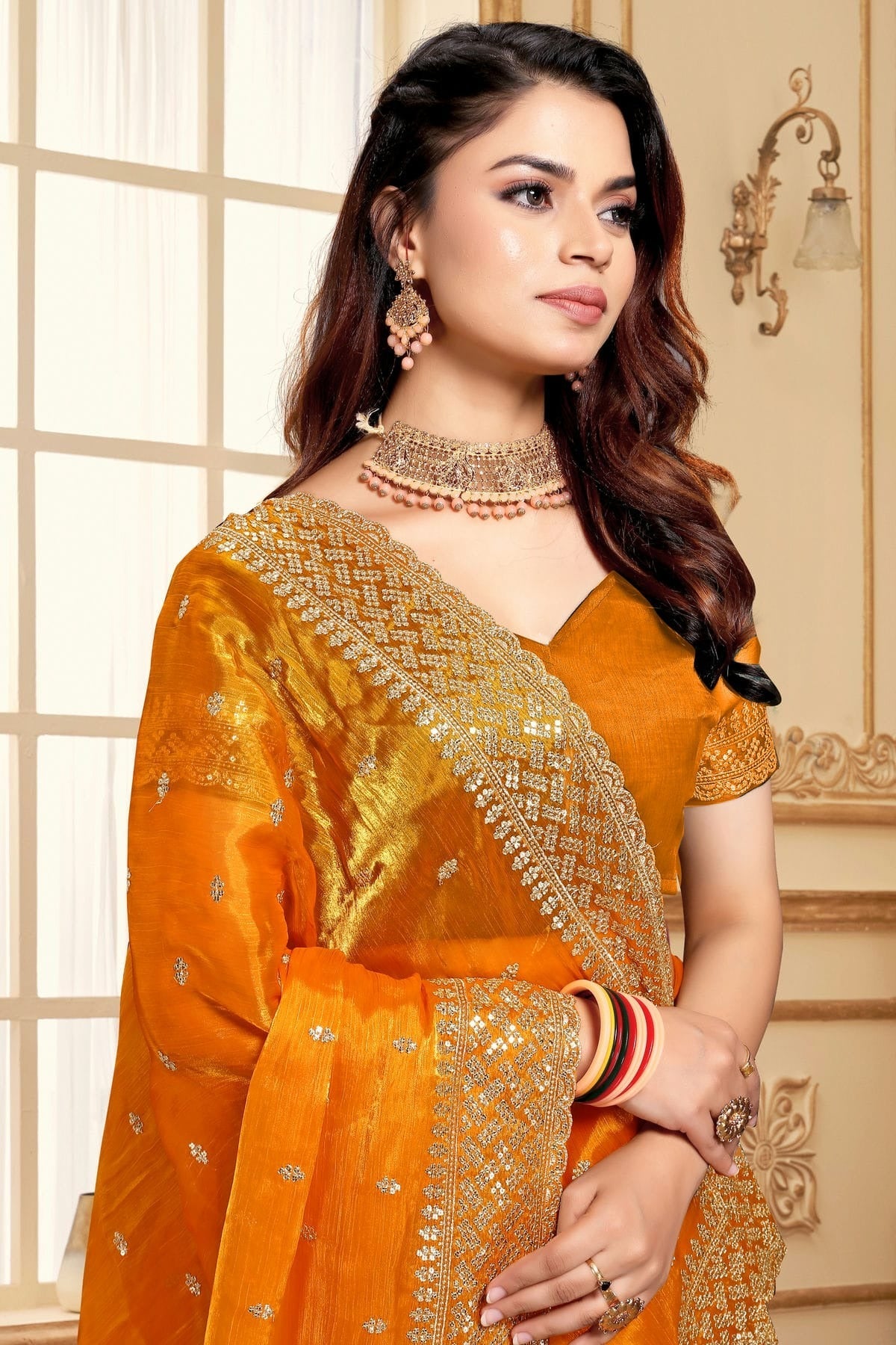 Mustard Colour Burberry Silk Designer Saree SD1121843 A