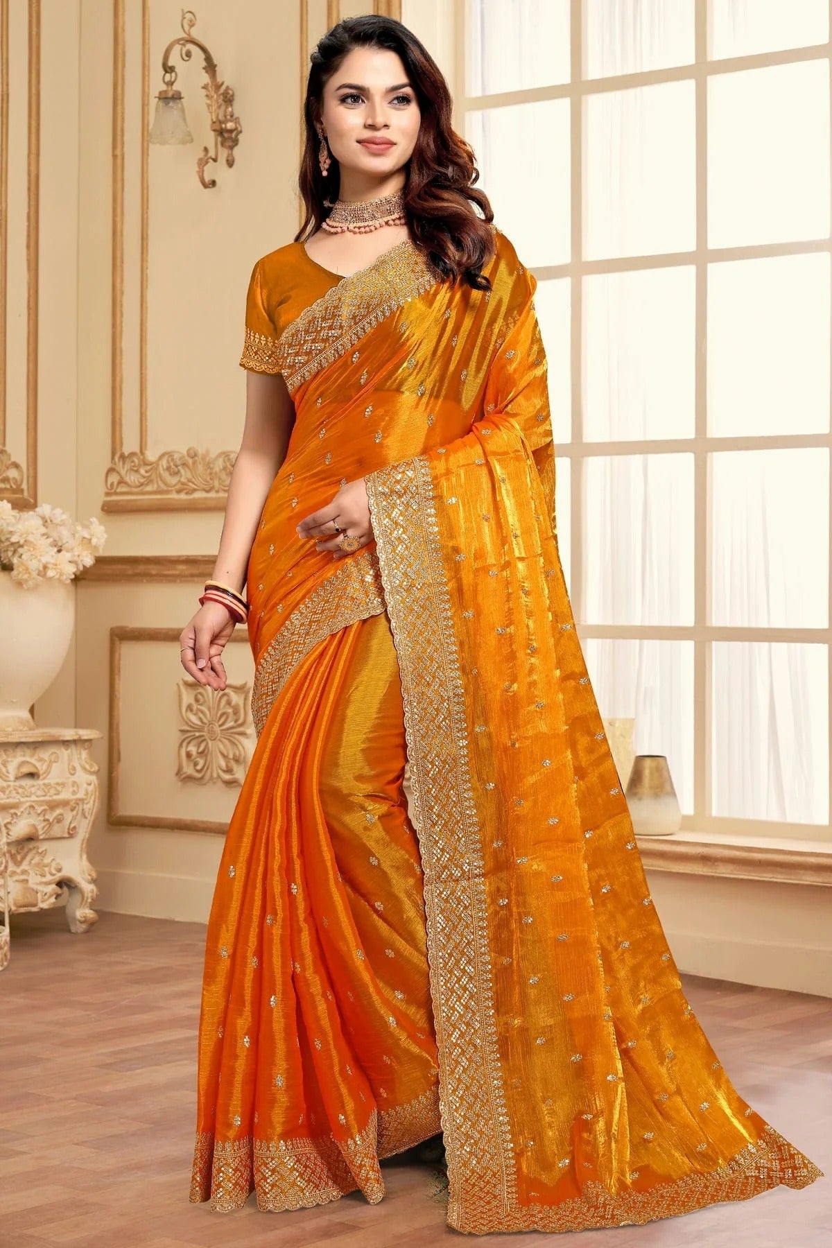 Mustard Colour Burberry Silk Designer Saree SD1121843