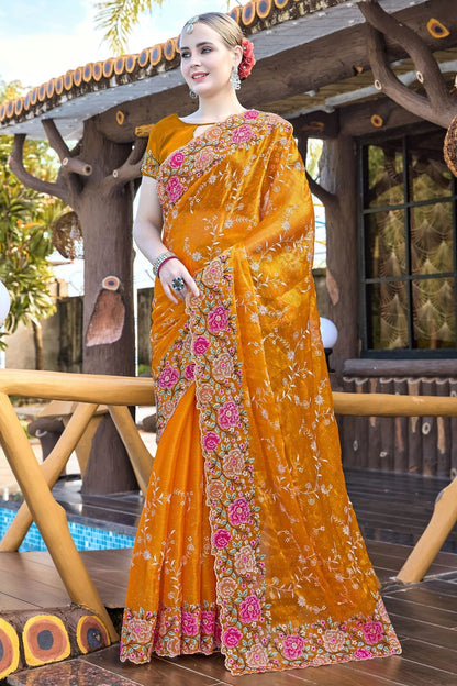 Mustard Colour Burberry Silk Designer Saree SD1121856