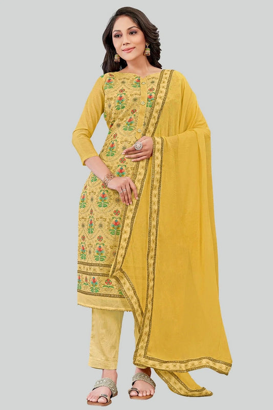 Mustard Colour Chanderi Silk Pant Style Suit SM1110596