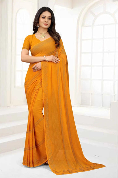 Mustard Colour Chiffon Stone Work Saree SD1120996