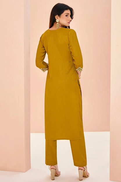 Mustard Colour Chinon Top and Bottom TP1080922 A