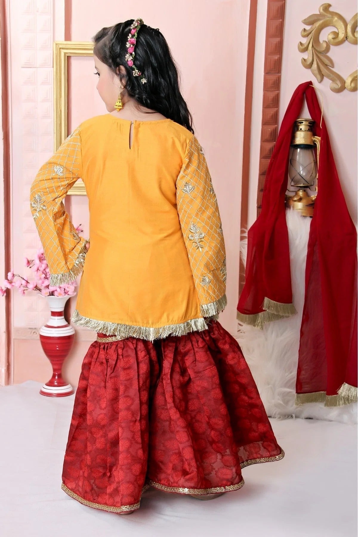 Mustard Colour Cotton Silk Embroidery Sharara Suit GW1070030 B
