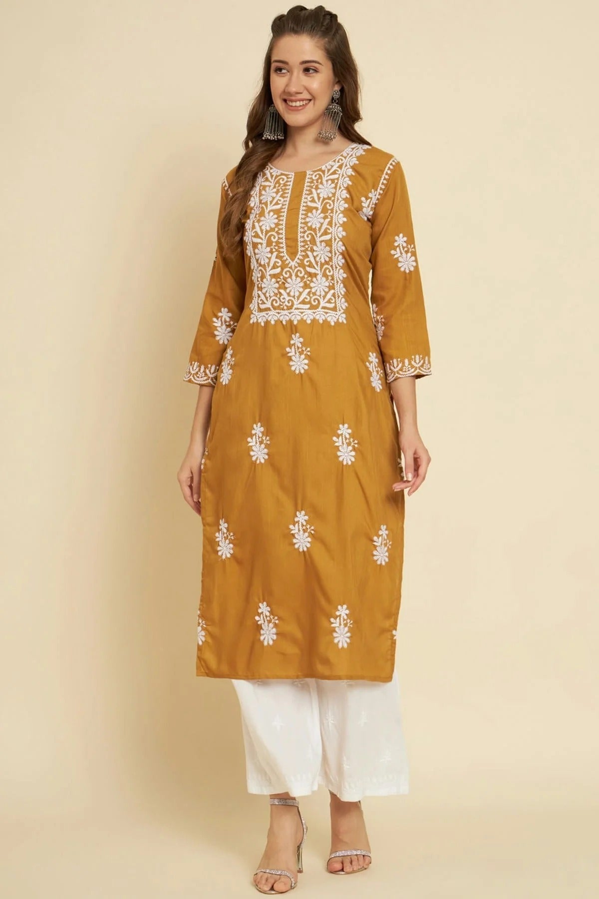 Mustard Colour Cotton Slub Kurti KR1111033