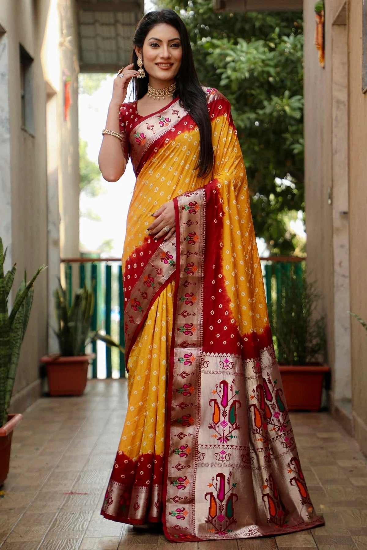 Mustard Colour Dola Silk Paithani Saree SD1110902