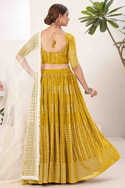 Mustard Colour Georgette Designer Lehenga Choli LC1240099 A