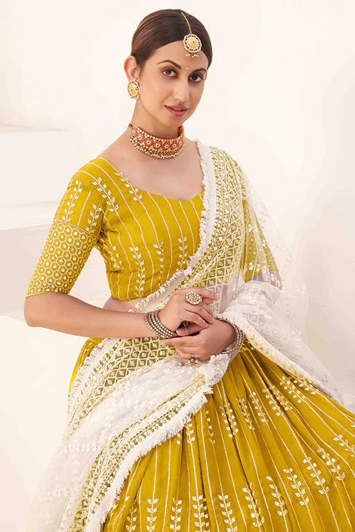 Mustard Colour Georgette Designer Lehenga Choli LC1240099 B