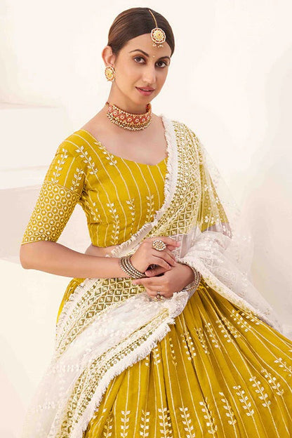 Mustard Colour Georgette Designer Lehenga Choli LC1240099 B