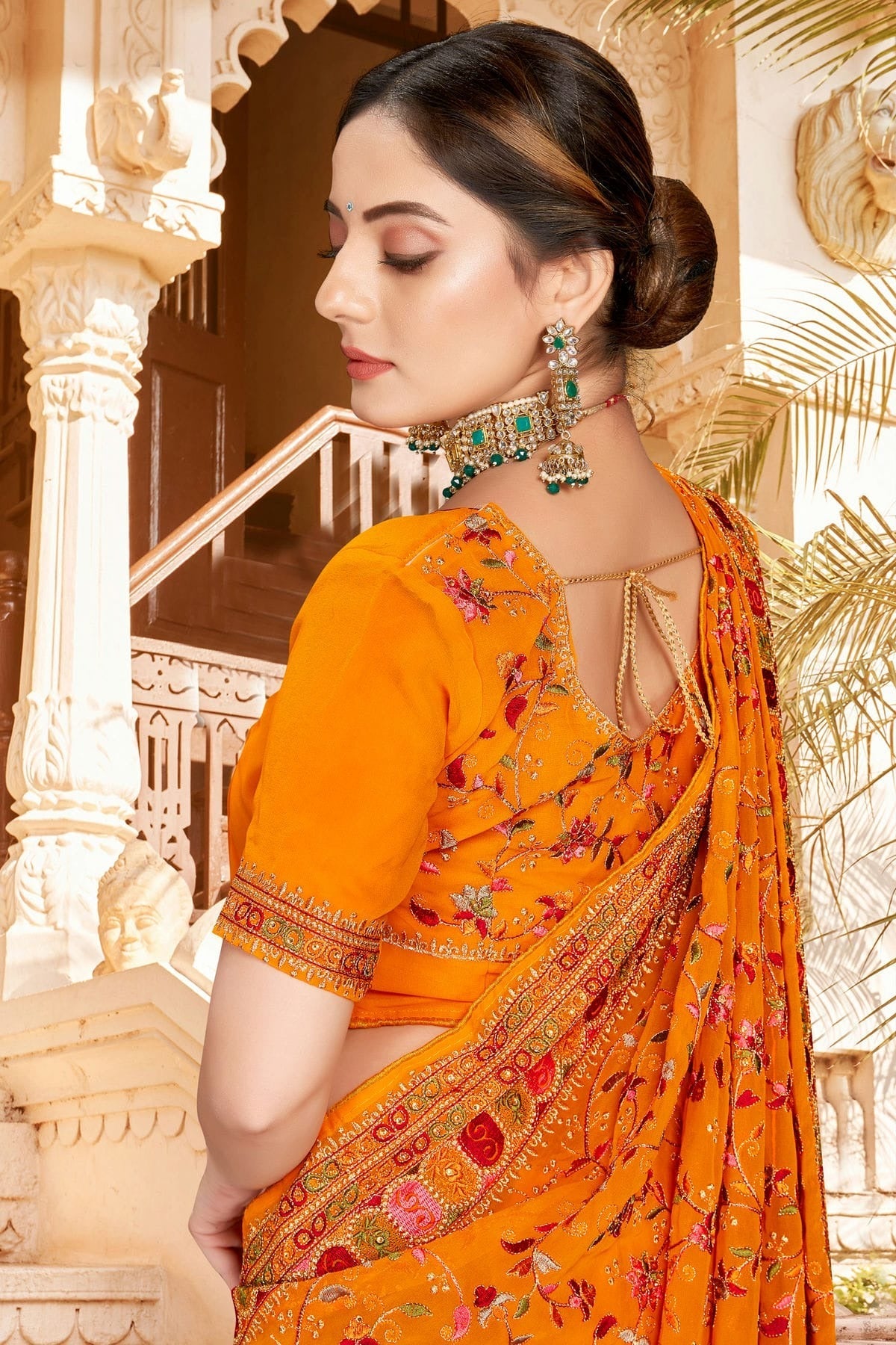 Mustard Colour Georgette Designer Saree LC1121308 A