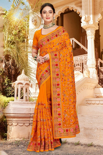 Mustard Colour Georgette Designer Saree LC1121308