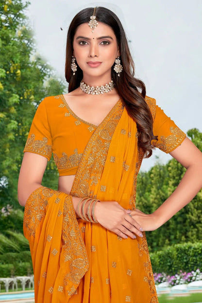 Mustard Colour Georgette Designer Saree LC1121328 A