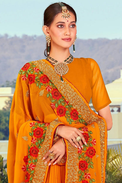 Mustard Colour Georgette Designer Saree LC1121369 A