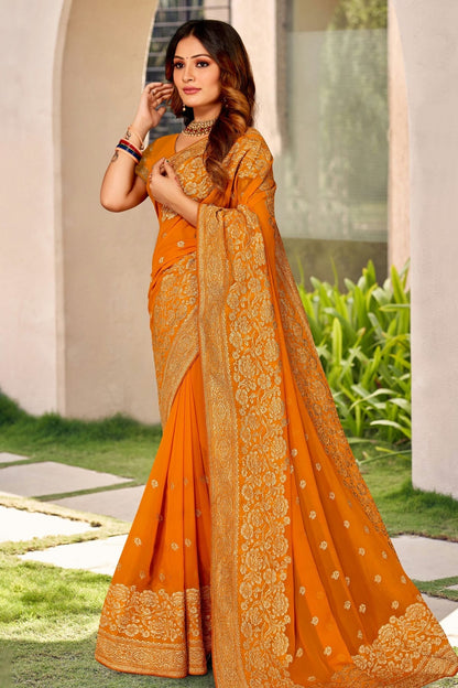 Mustard Colour Georgette Designer Saree LC1121446
