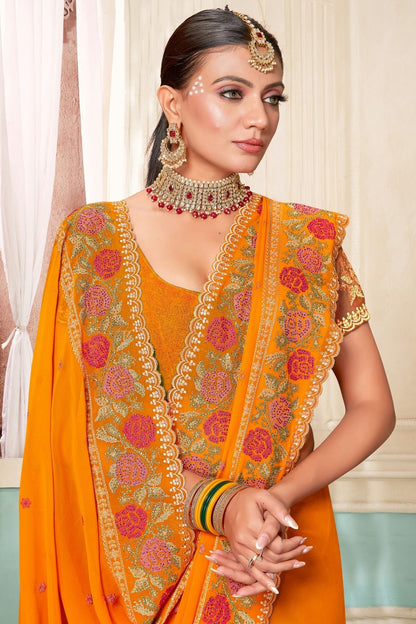 Mustard Colour Georgette Designer Saree LC1121487 A
