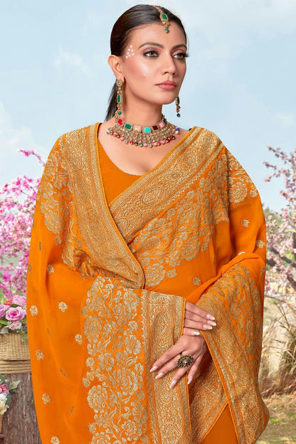 Mustard Colour Georgette Designer Saree LC1121495 A