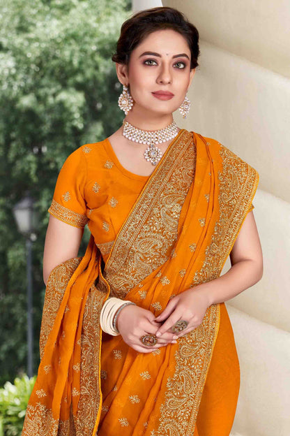 Mustard Colour Georgette Designer Saree SD1121136 A
