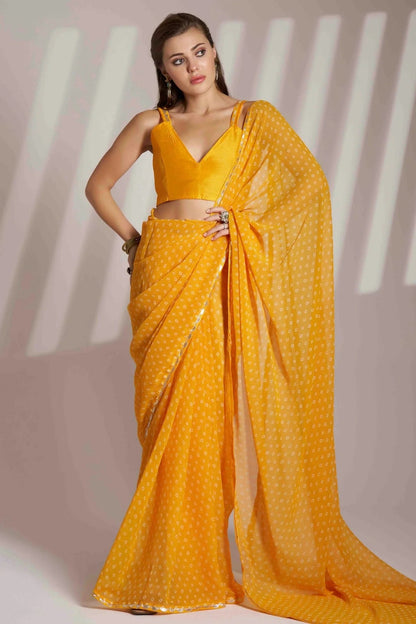 Mustard Colour Georgette Printed Saree SD1112838