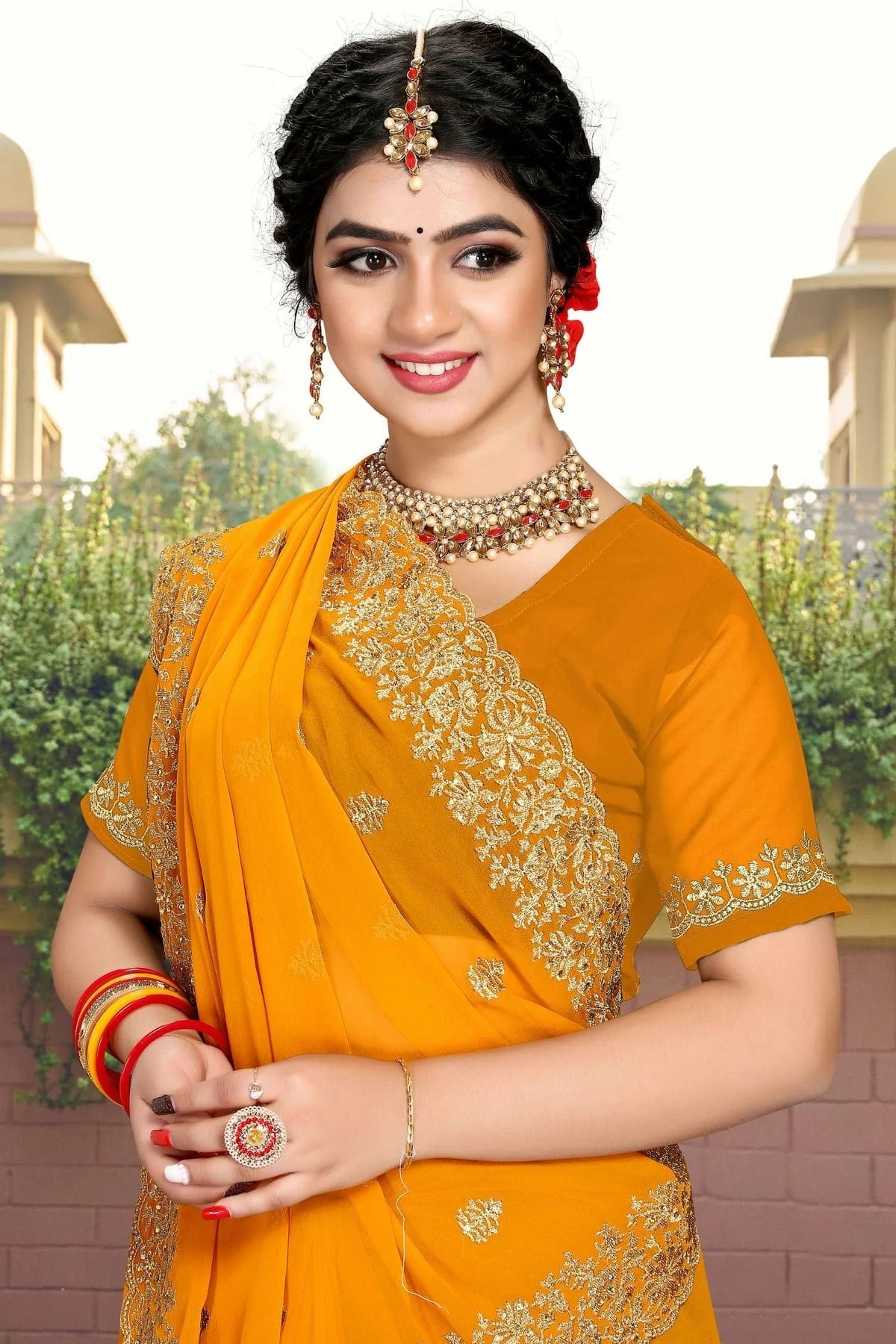 Mustard Colour Georgette Saree SD1090801 A_ea8d3d9e 8d45 4895 ba2f 79f3b574817d