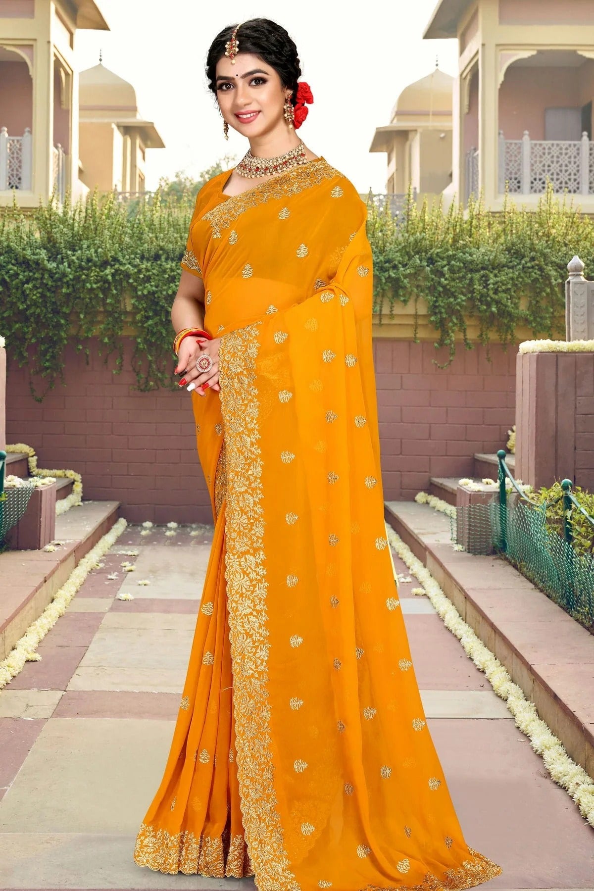 Mustard Colour Georgette Saree SD1090801_0fde4993 9901 4a73 aab4 11bffbfe3e2e