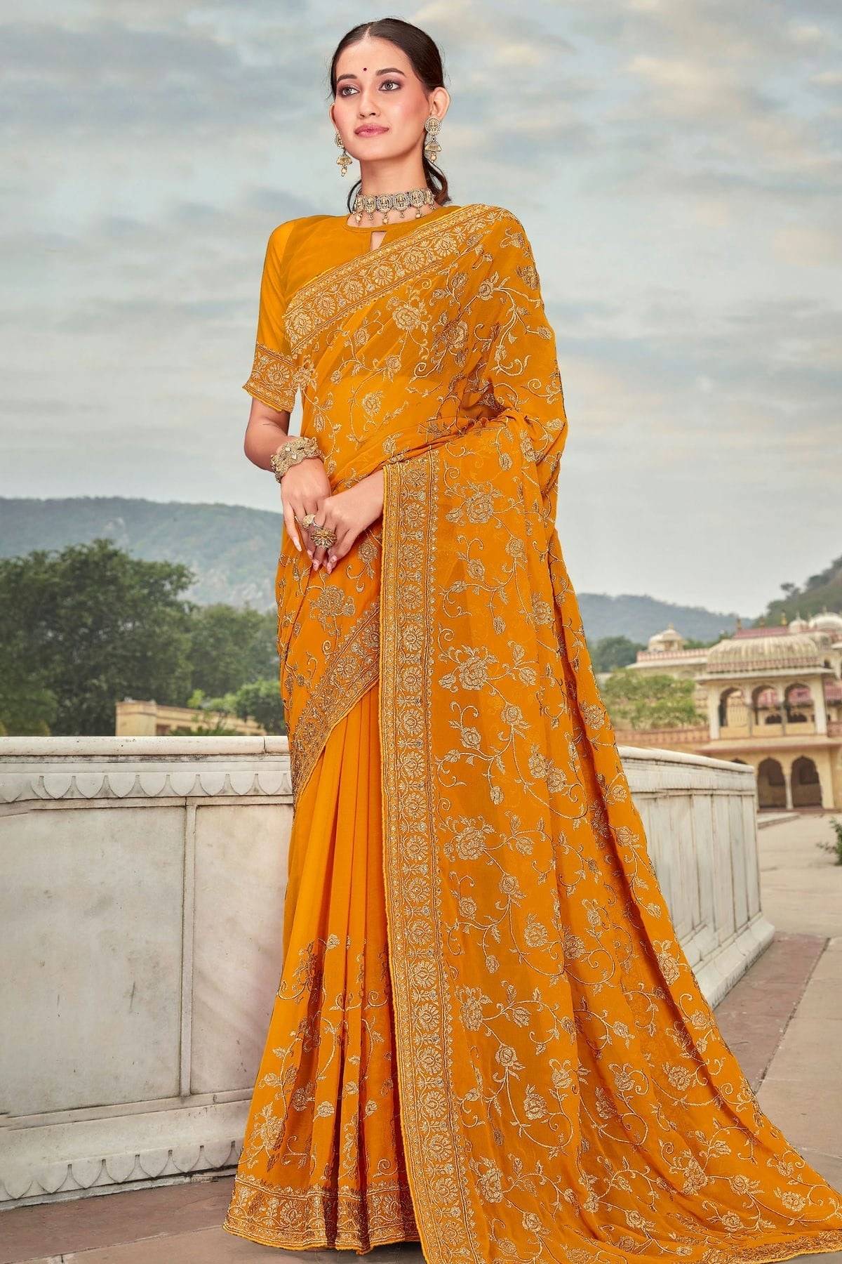 Mustard Colour Georgette Saree SD1090826_f00375fe ba3a 49d5 87a5 fb585d082126