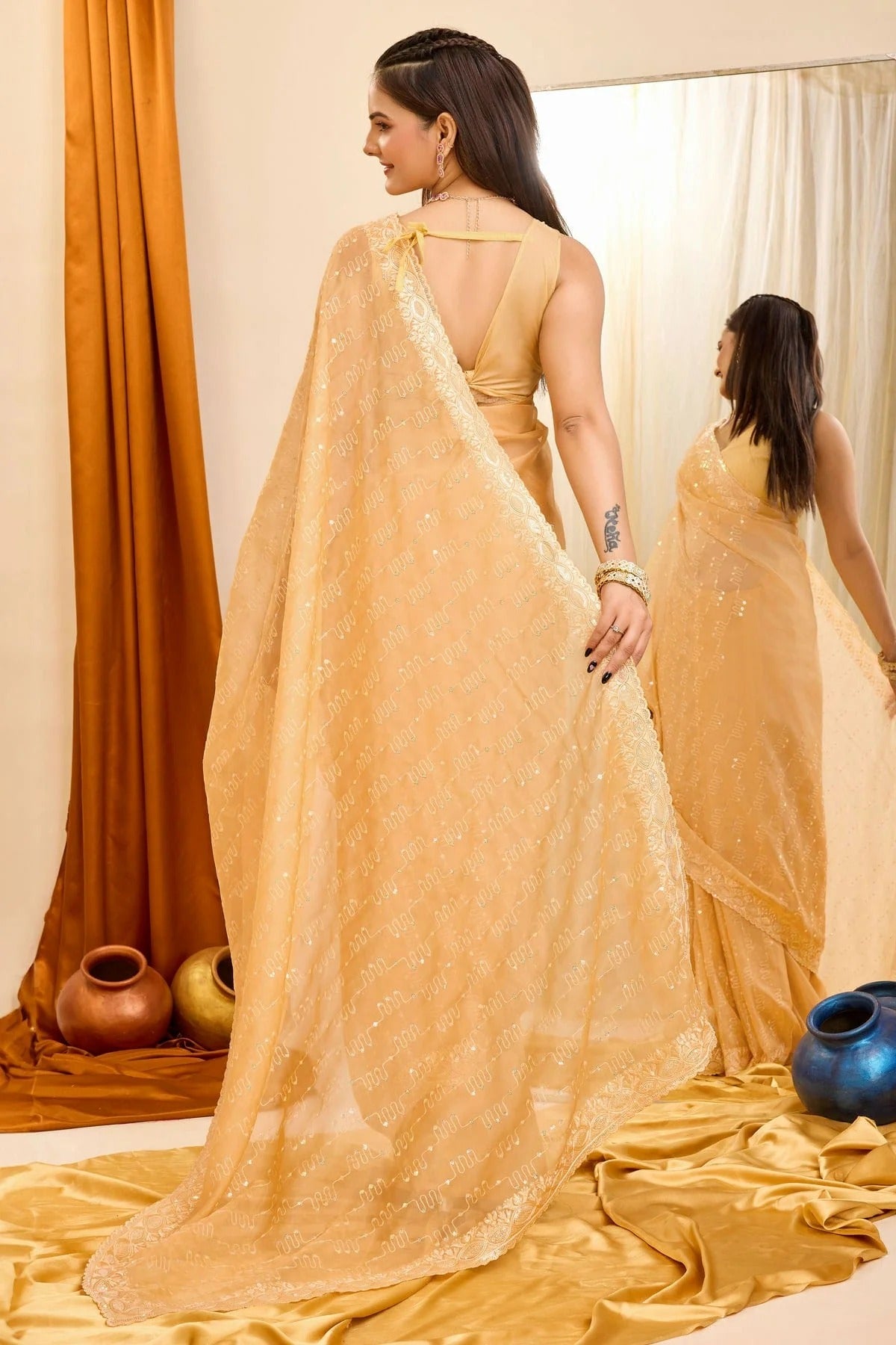 Mustard Colour Georgette Saree SD1110214 A