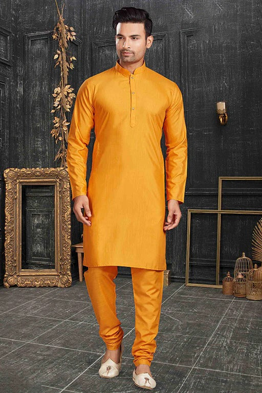 Mustard Colour Kurta Pajama In Cotton KP1210164