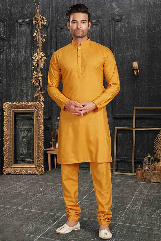Mustard Colour Kurta Pajama In Cotton KP1210174