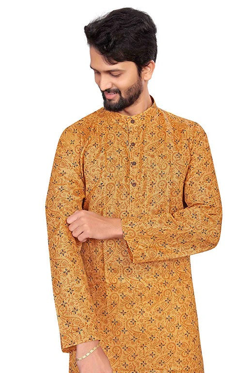 Mustard Colour Kurta Pajama In Cotton KP1210192 A