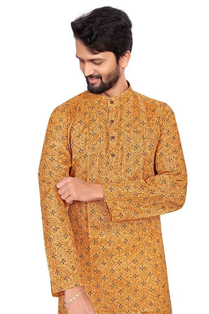 Mustard Colour Kurta Pajama In Cotton KP1210192 A