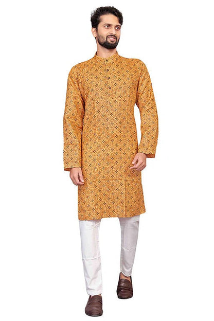 Mustard Colour Kurta Pajama In Cotton KP1210192