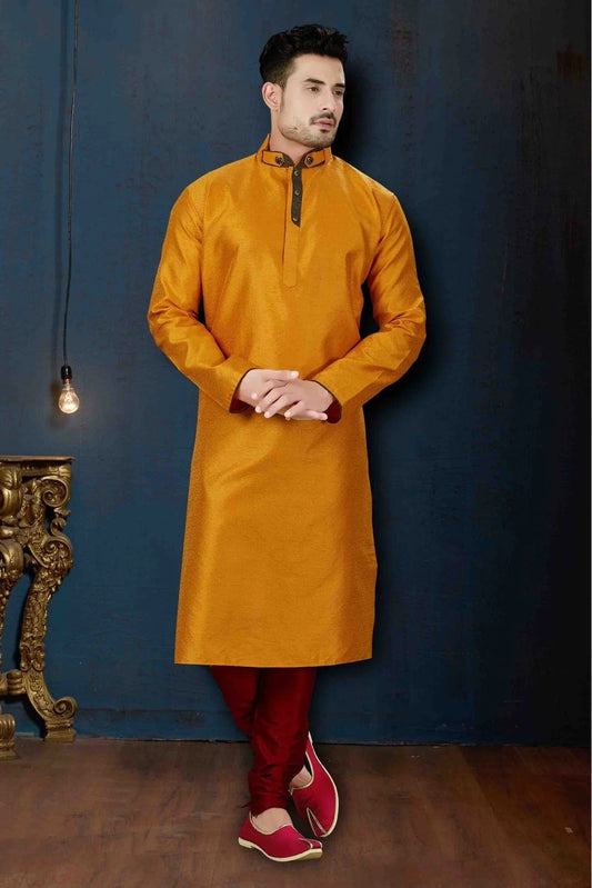 Mustard Colour Kurta Pajama In Jacquard Fabric KP1040078