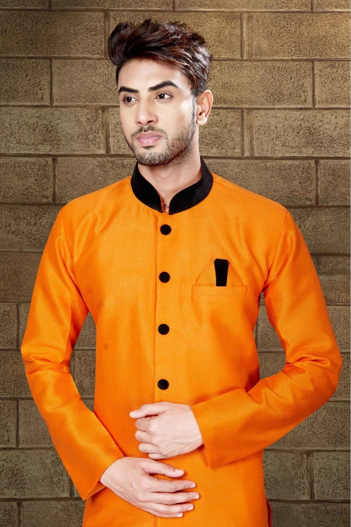 Mustard Colour Malbari Silk Indo Western SH1040206 A