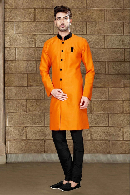 Mustard Colour Malbari Silk Indo Western SH1040206