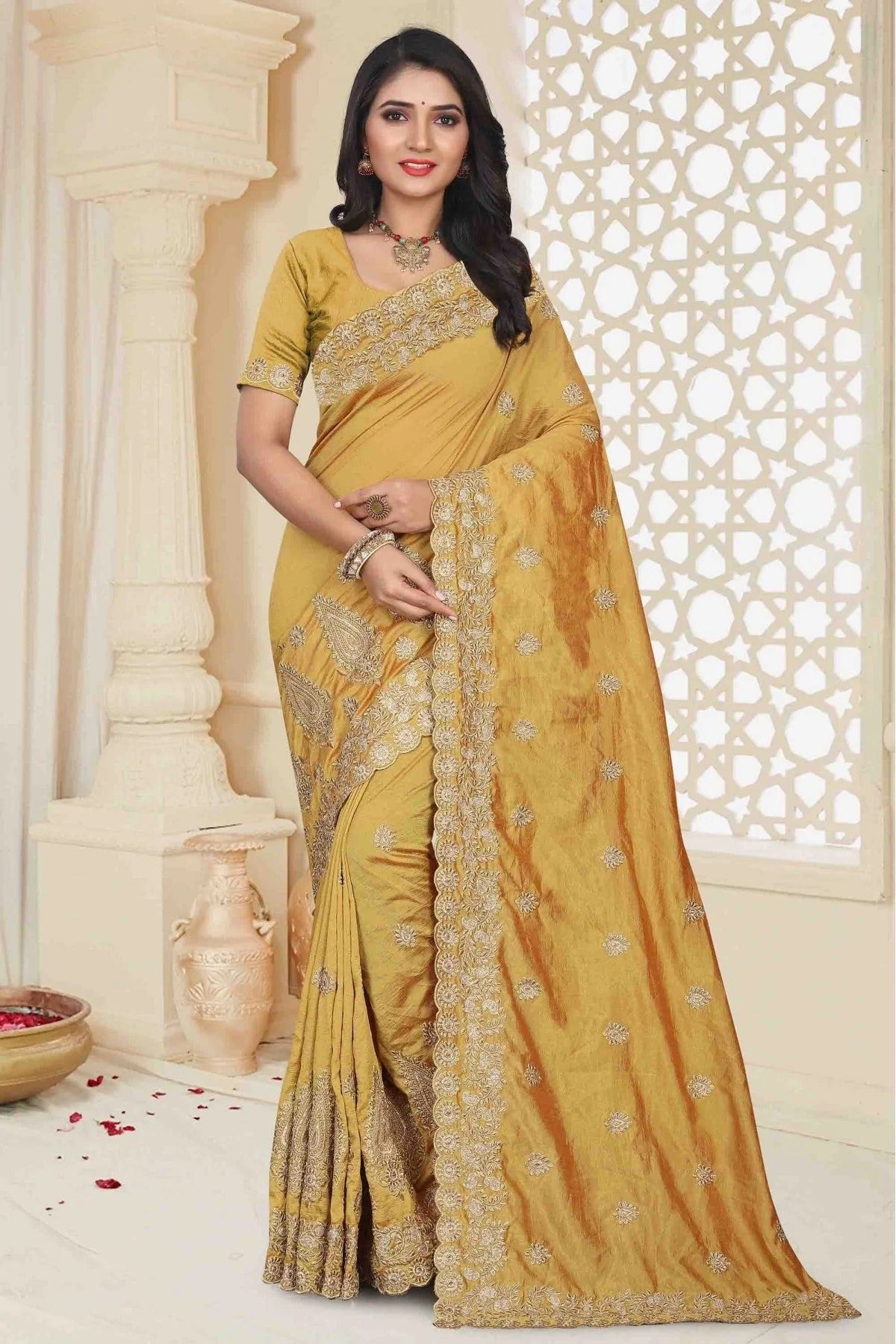 Mustard Colour Mayo Silk Designer Saree SD1120506