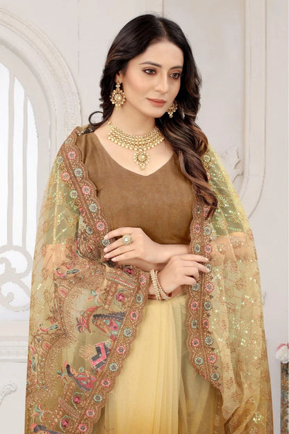 Mustard Colour Net Embroidery Saree SD1120887 A