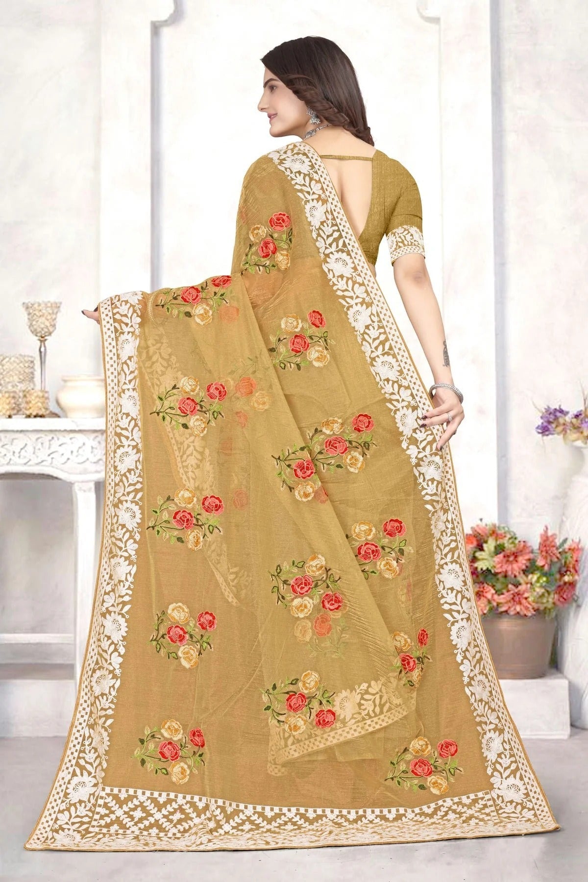 Mustard Colour Organza Designer Saree LC1121539 A