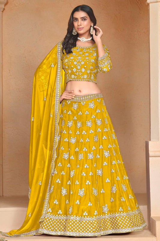 Mustard Colour Organza Lehenga Choli LC1050639