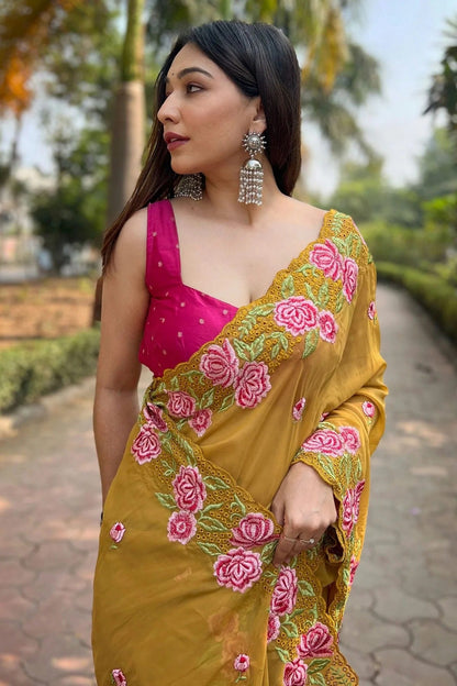 Mustard Colour Organza Saree SD1110508 A