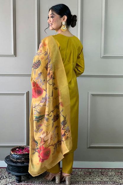 Mustard Colour PV Chanderi Stitched Salwar Suit SS1111582 A