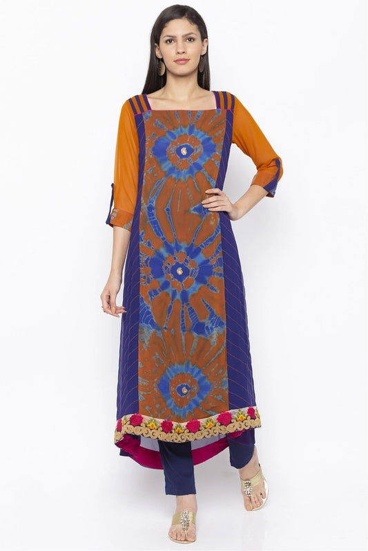 Mustard Colour Plus Size Georgette Embroidery Kurta Set KR1070482